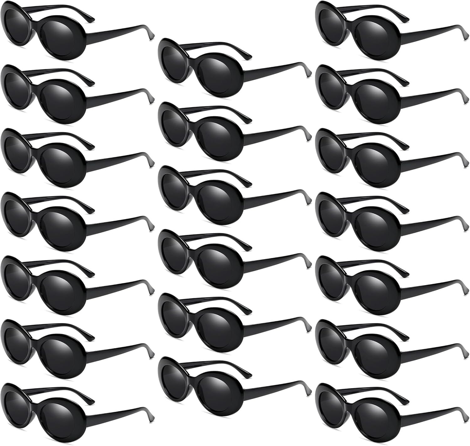 20 Pack Clout Oval Mod Sunglasses for Women Men Bulk Retro Round Lens Glasses Party Favors