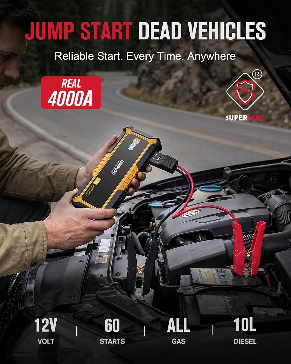 GOOLOO GP4000 Jump Starter - 4000A 12V Car Battery Jumper Starter Portable yellow image 1