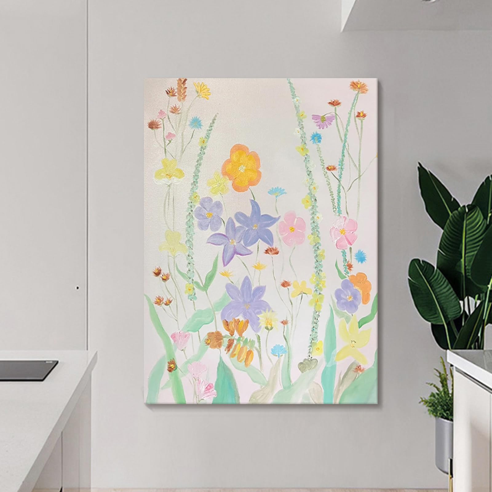 Peinture à l'huile fleurs colorées art mural pour sublimer la maison