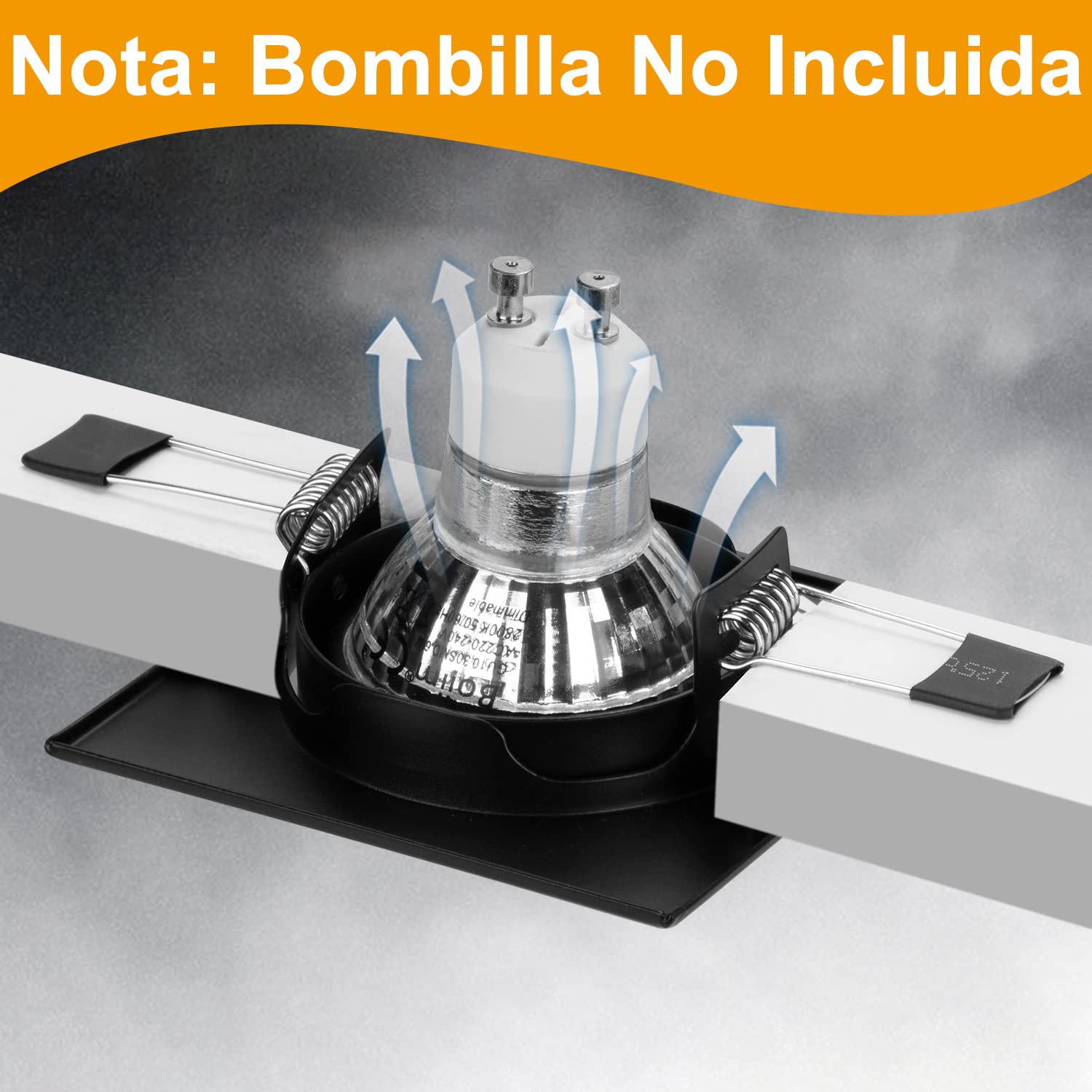 Bojim Ojos de Buey Marco Alogenos LED Foco Empotrable Techo GU10, Aros Focos Halogenos Empotrado Orientable Negro Cuadrados Empotrar GU 10 Agujero 68mm - 85mm 10 Pack, Sin Bombilla
