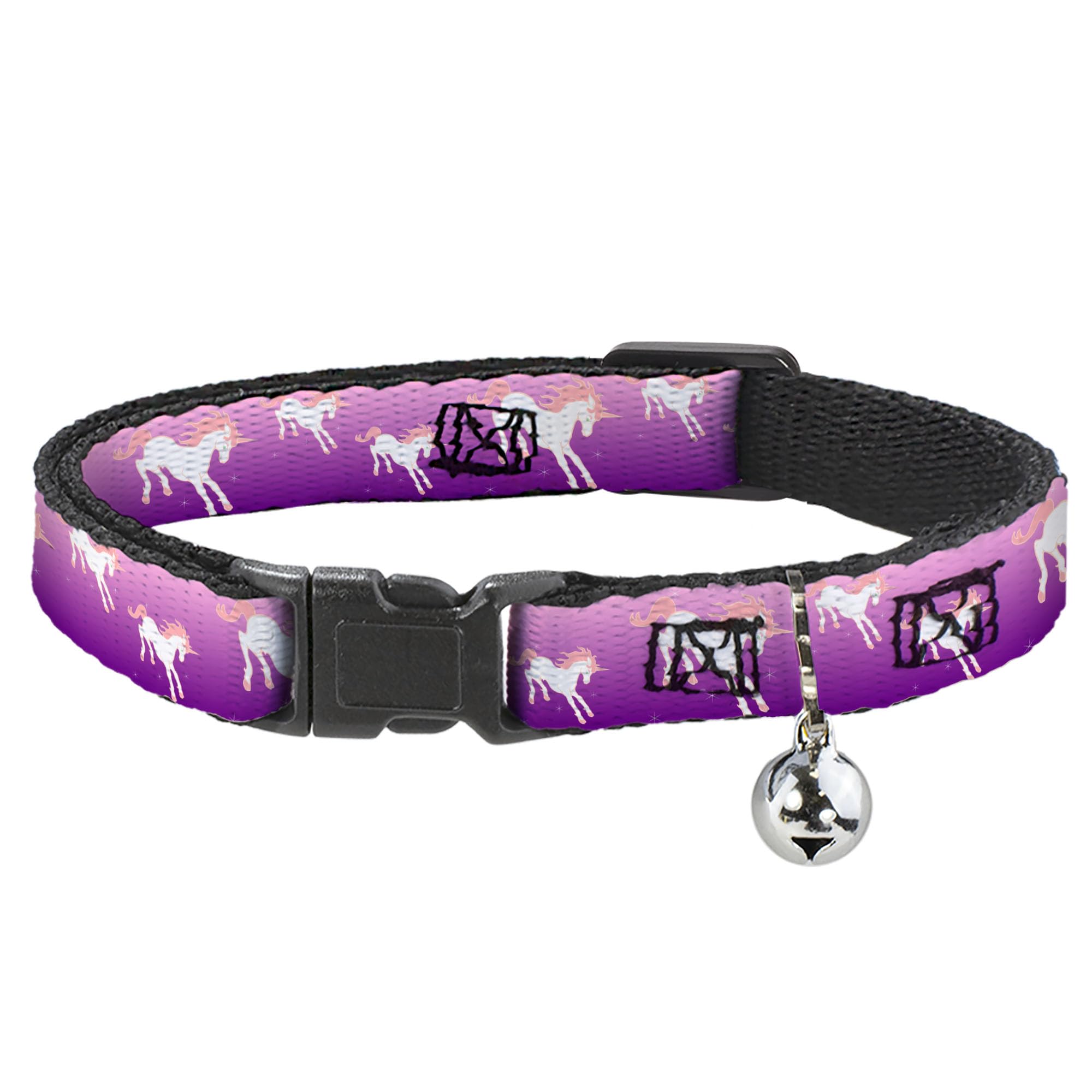 Collar de gato de unicornios morado rosa ajustable de 0.5" de ancho