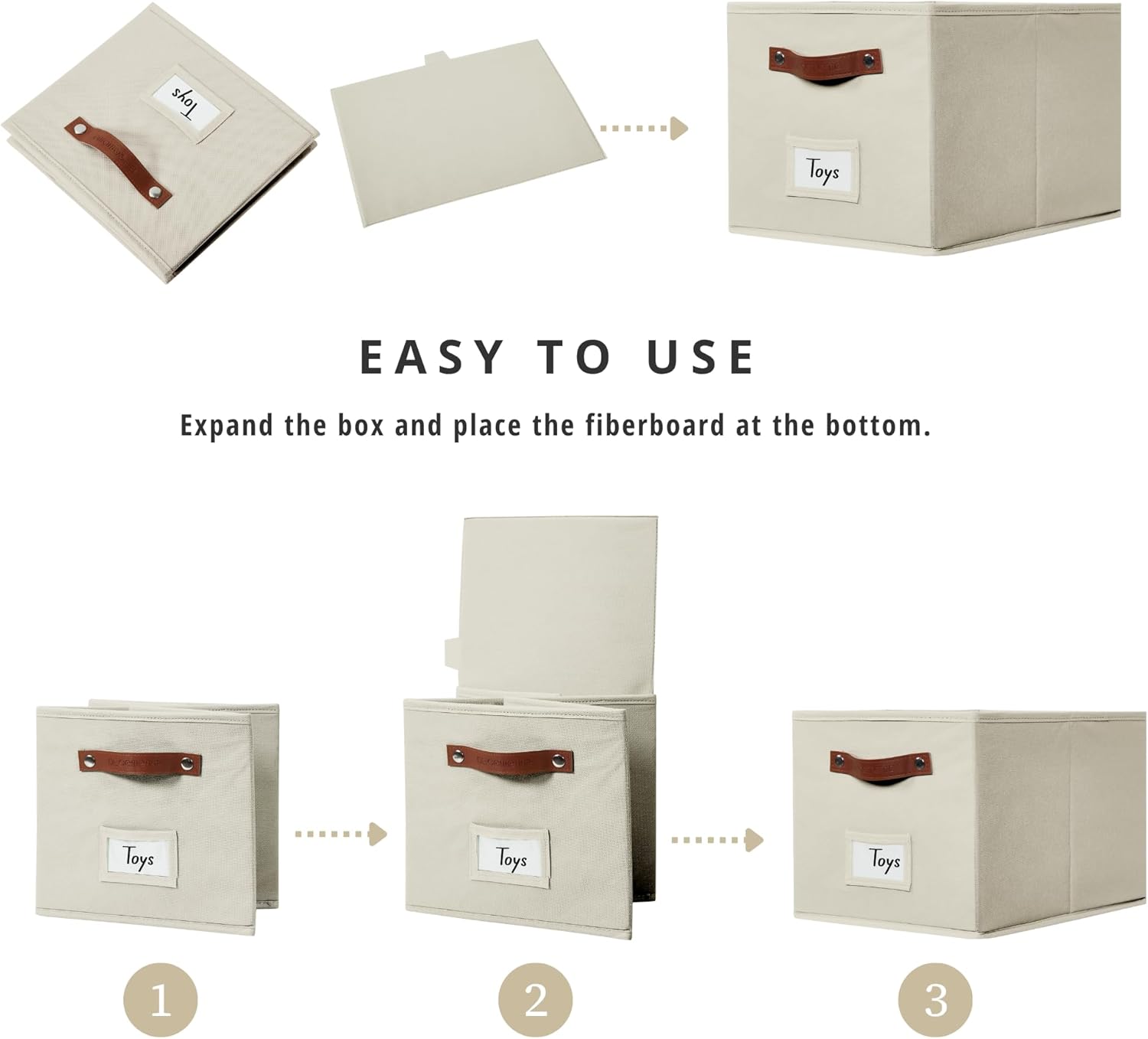 DECOMOMO Storage Baskets for Shelves - Large 15"x11"x10" Foldable Fabric Storage Bins, Baskets for Organizing with Labels (Beige, 4pcs) - Image 5