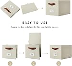 DECOMOMO Fabric Storage Bins 4 Pack, Storage Baskets for Shelves | 15" x 11" x 9.9" Foldable Kallax Storage Bins with Labels (Beige)