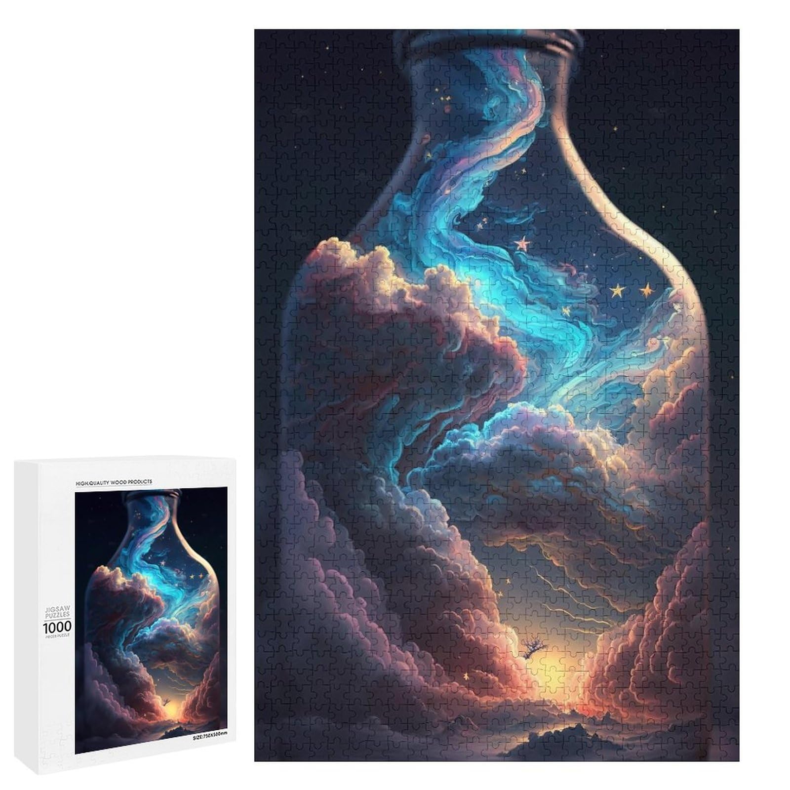 Jigsaw Puzzles 1000 Pieces for Adults, Colorful Clouds Puzzle, Fun Oil Painting Colorful Clouds Puzzles for Education & Relaxation, Brain IQ Developing, Funny Woodiness Puzzles for Christmas