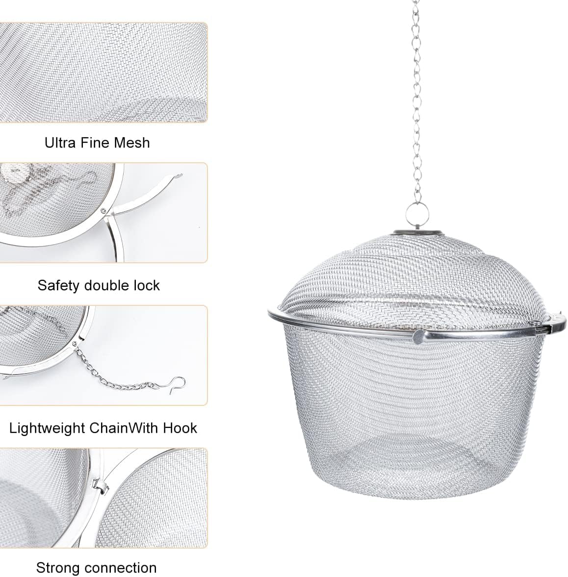 Extra Large Stainless Steel Twist Lock Mesh Tea Ball Tea Strainer Filter Spice Infuser 11cm/4.3 inch - Image 5