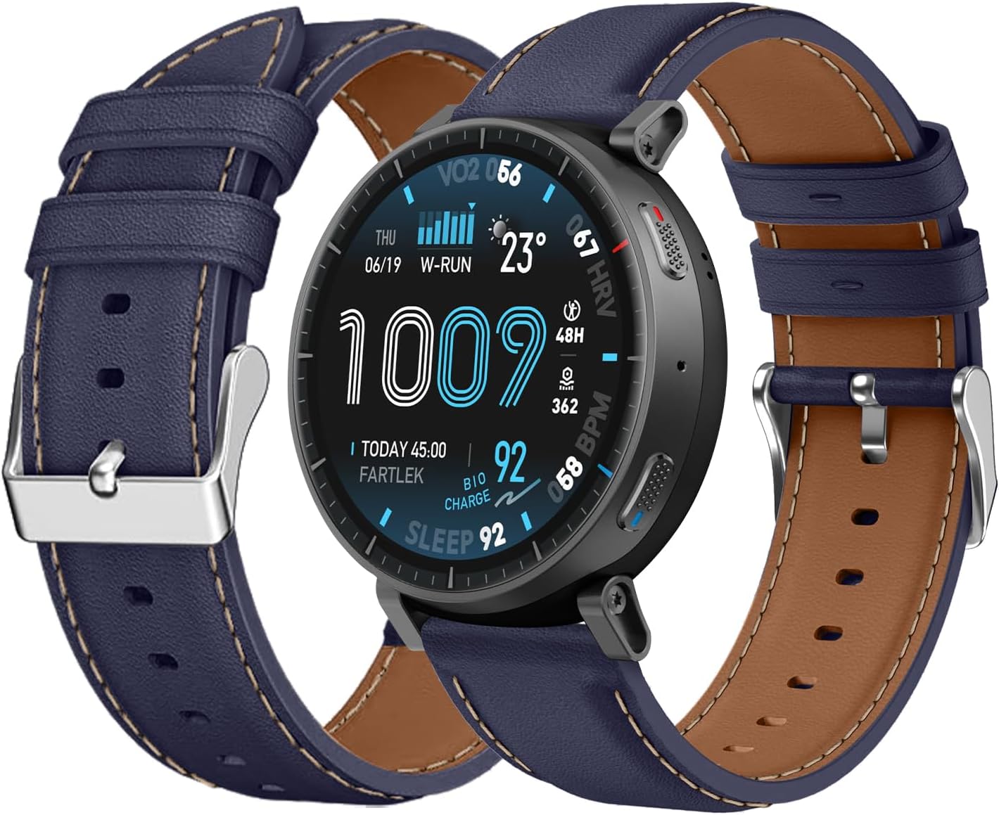 Leather Strap for Amazfit Active Max/Amazfit T-Rex 3 Pro 48mm/Balance 2/Balance, 22 mm Soft PU Leather Bracelet Wristband for Amazfit Bip 6/Bip 5, Replacement Watch Bands