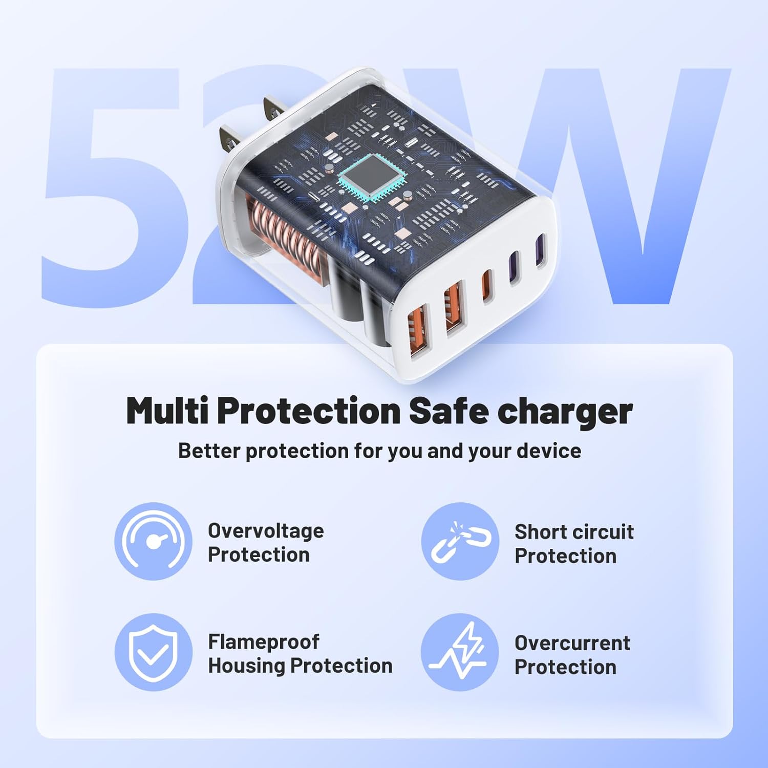 USB C Wall Charger, 40W 5-Port Fast Charging Block, 3 USB C/2 USB A Multi Plug, Type C Power Adapter Brick Cube for Apple iPhone 16/15 Pro Max/15 Pro/14 Pro Max/14 Pro/13/12 Mini/11/XS/XR/iPad/Samsung Multiple Port 2 Pack image 2 of 7 B0DQ4TMTVM