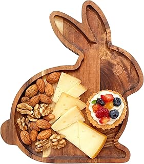 Easter Bunny Board Serving Tray for Party, Rabbit Shape Cheese Plate for Table Decoration