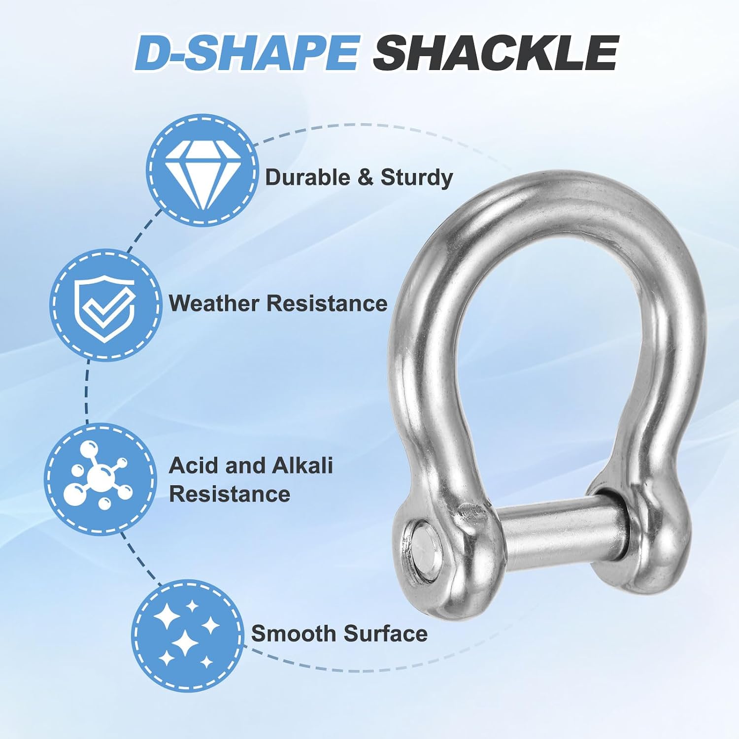 PATIKIL D Ring Shackles, (9/16" 14mm, 1 Pcs), 304 Stainless Steel Bow Hex Screw Pin Shackle Heavy Duty Mini Bow Clevis, Suit for-Outdoor/Chain/Boat/Sailboat/Rigging/Marine/Camping