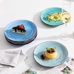 Vancasso Bonita Assiette de Salade Bleue 6, 7.5 Plaque de dîner en céramique de pouce, lave-vaisselle et micro-ondes Safe. ► Plaques de dîner peintes à la main avec un look rustique, parfait pour dessert, salade, fruits ou snack, couleur fraîche(18.8 * 18.8 * 2.2cm)