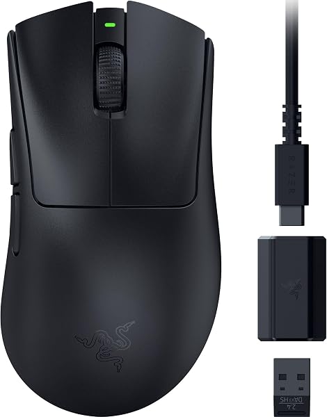 Razer DeathAdder V3 HyperSpeed - Ultra lightweight wireless ergonomic e-sports gaming mouse with 26K DPI (55g light, soft-touch coating, 100 hours battery life, HyperSpeed with 8K Hz) Black - 1