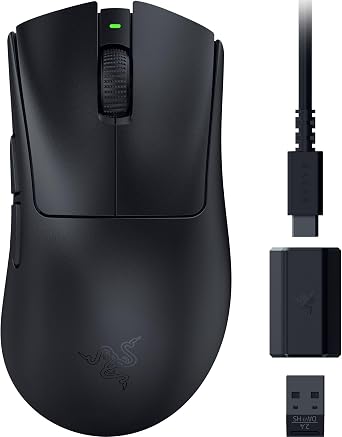 Razer DeathAdder V3 HyperSpeed - 26K DPI ile ultra hafif kablosuz ergonomik e-spor oyun faresi (55g hafif, yumuşak dokunuşlu kaplama, 100 saat pil ömrü, 8K Hz ile HyperSpeed) Siyah