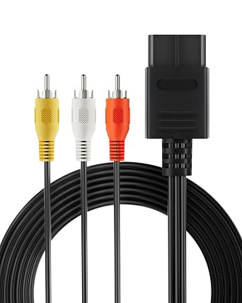 N64 AV Cable Compatible with N64, SNES, SFC, NGC RCA Composite Video Cable for Connecting Classic Consoles to Older TVs and Displays