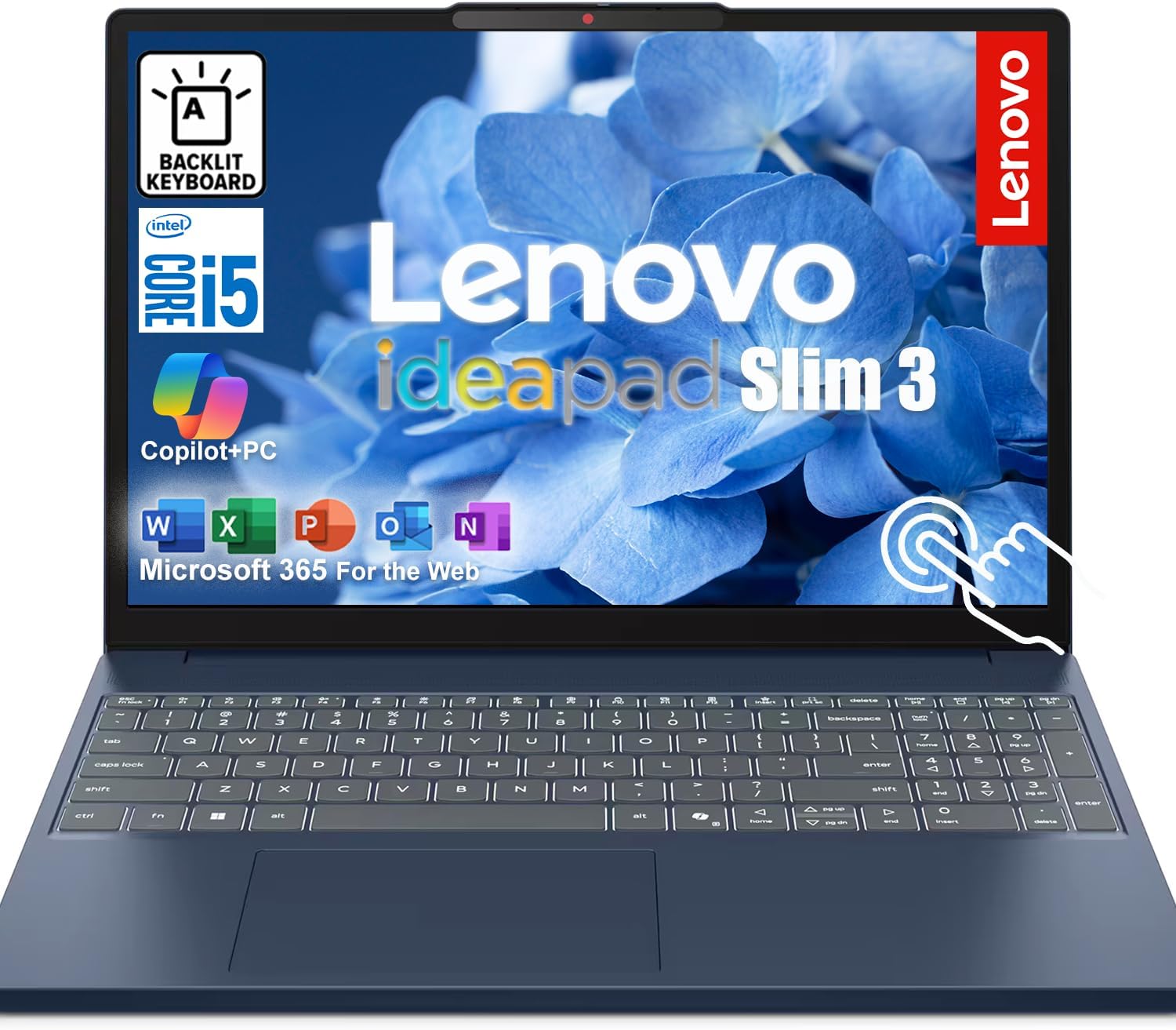 Lenovo IdeaPad Slim 3 15.3" WUXGA Touchscreen Business Laptop | Intel Core 5 210H CPU (8 Cores, Up to 4.8Ghz) | 16GB DDR5 RAM, 1TB SSD | Backlit KB | Web Microsoft 365 | WiFi 6, 1080P Web Cam
