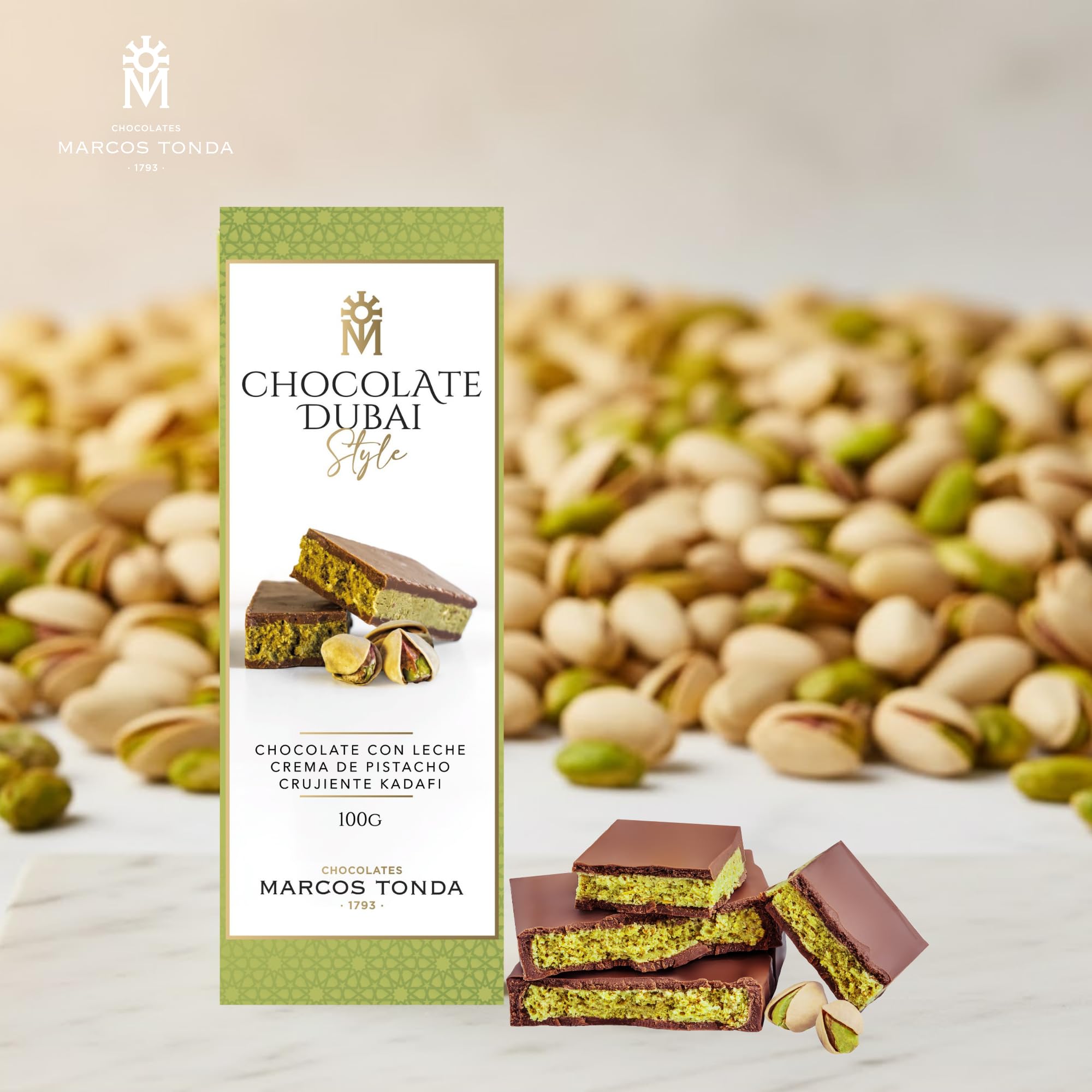 Pack 5 unidades Chocolate Dubai con Crema De Pistacho En Su Interior | Dubai Chocolate 100 Gramos X 5 | Chocolates Para Regalar