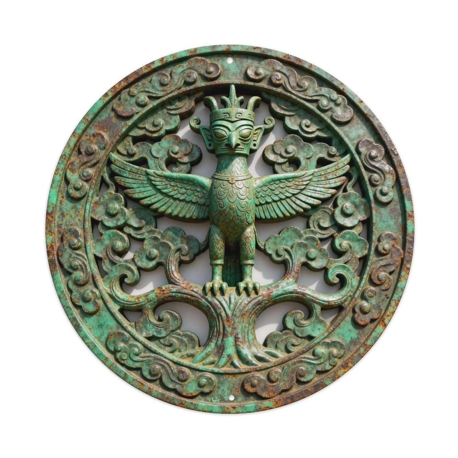 Sanxing Bird Man Divine Metal Tin Sign Plaque