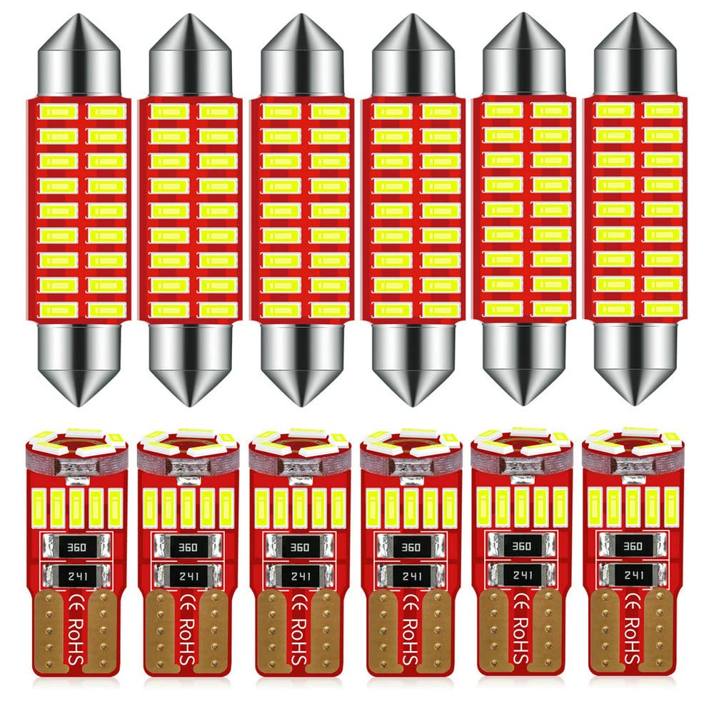 DODOFUN12V 41MM 578 211-2 212-2 Festoon and T10 194 168 2825 W5W LED bulbs Combo Kit Super Bright 6000K White for The U.S.A Car Truck Interiors Map Dome Trunk Cargo License Plate Light 12-Pack