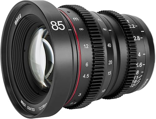 Meike 85mm T2.2 Large Aperture Manual Focus 4K Cine Lens for Micro Four Thirds Mount Cameras Compatible with Olympus Panasonic Lumix Cameras GF3 GF5 GH1 GH2 GH3 GH4 GH5 GH6 GH7 and BMPCC 4K Zcam E2