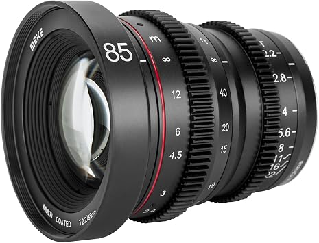 Meike 85mm T2.2 Large Aperture Manual Focus 4K Cine Lens for Micro Four Thirds Mount Cameras Compatible with Olympus Panasonic Lumix Cameras GF3 GF5 GH1 GH2 GH3 GH4 GH5 GH6 GH7 and BMPCC 4K Zcam E2