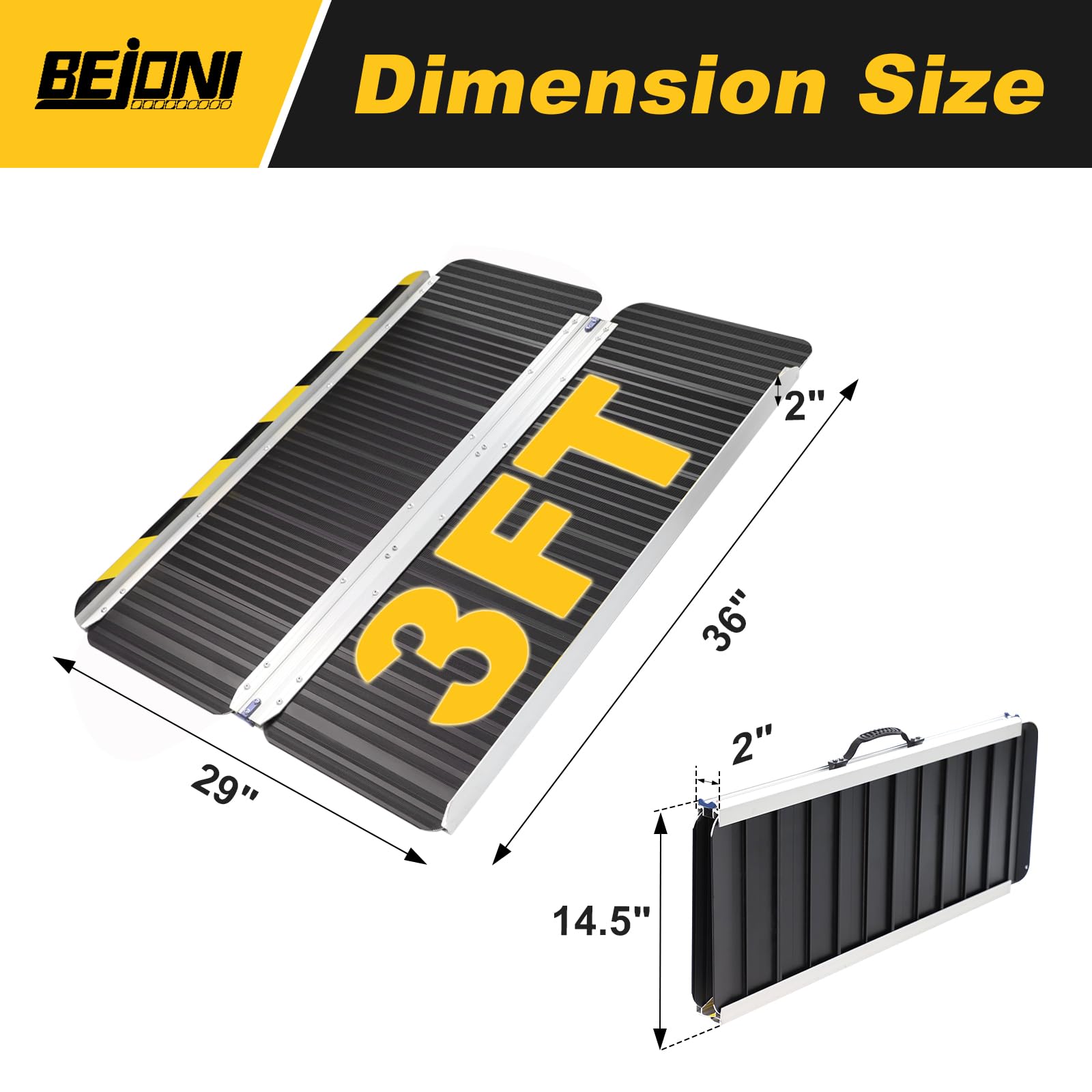Snapklik.com : 3FT Black Wheelchair Ramp, Folding Non-Slip Portable ...