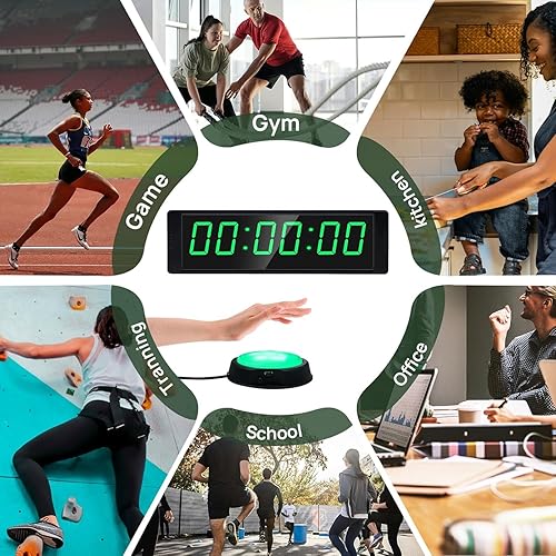 Miniatura 6 de YZ Reloj de gimnasio para gimnasio en casa con botón de inicioparada, temporizador de intervalos para entrenamiento, cronómetrotemporizador de