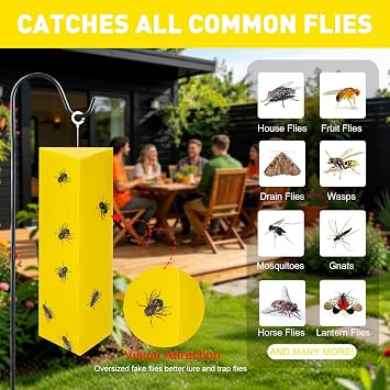 8 Pack Sticky Fly Traps for Indoor Outdoor with Hanging Hook