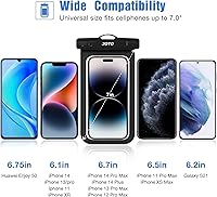 Vista 3 de JOTO Paquete de 6 bolsas universales impermeables para teléfono, IPX8, funda subacuática, bolsa seca para iPhone 17 Air 16 15 14 13 Plus Pro Max