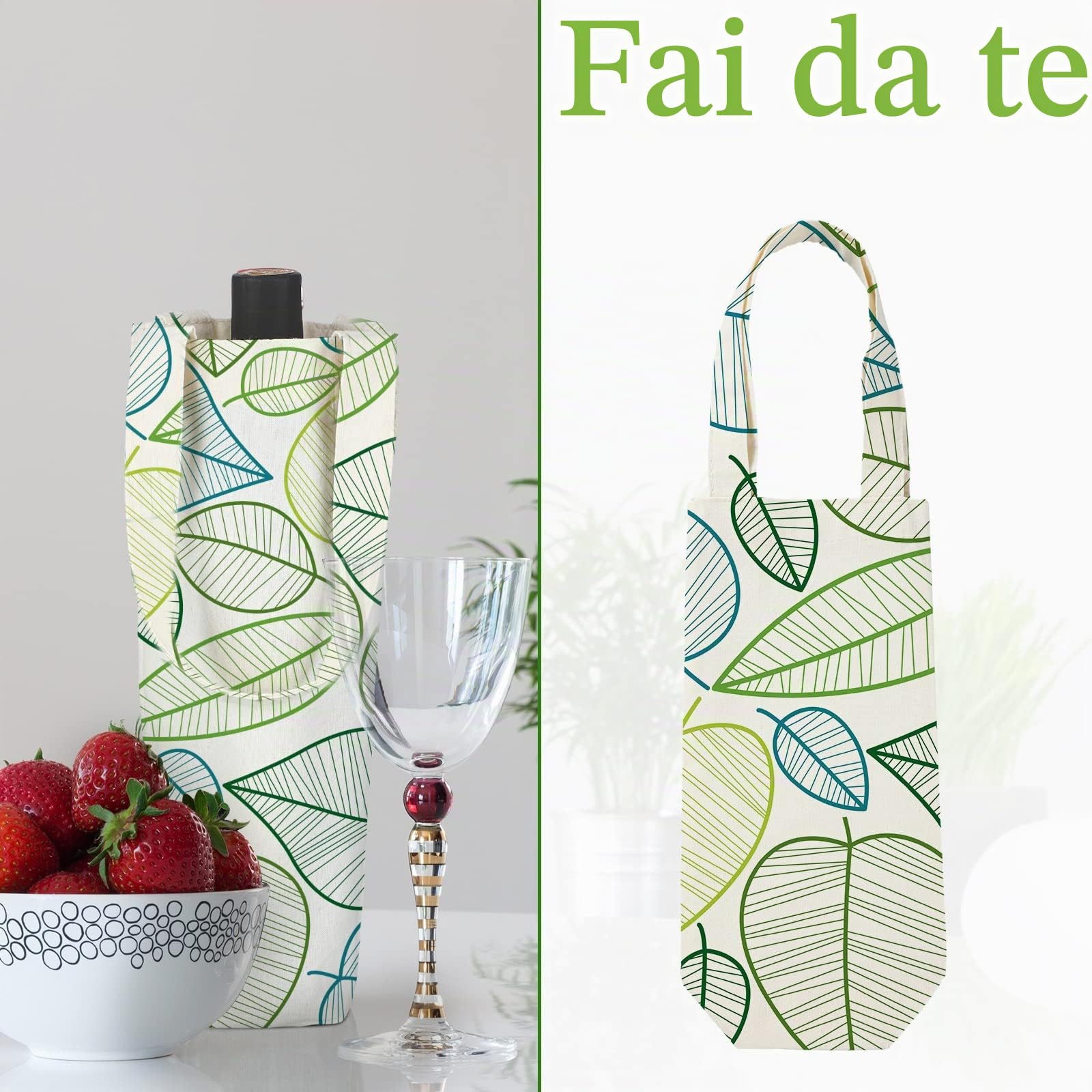 Borsa da vino in tela con manico sublimazione bottiglia vuota regalo Tote riutilizzabile lavabile vino Carrier Tote