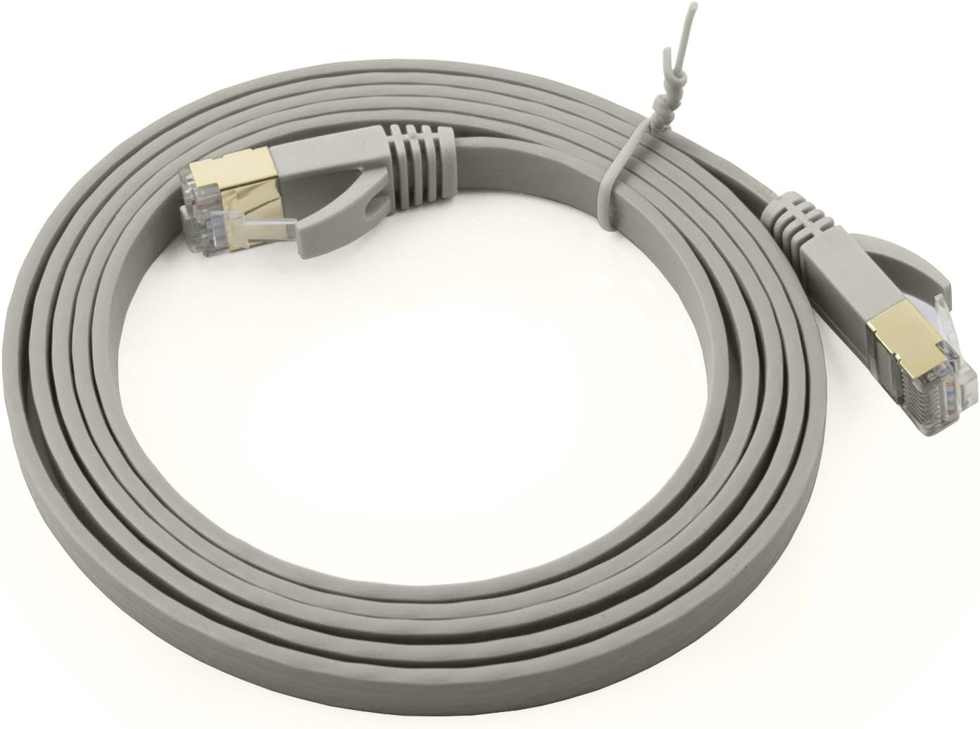 Black Friday - 50% OFF Buhbo 5 ft CAT7 Flat Ethernet Cable Shielded STP Network Snagless Cable RJ45 Cat 7 (24-Pack) Gray