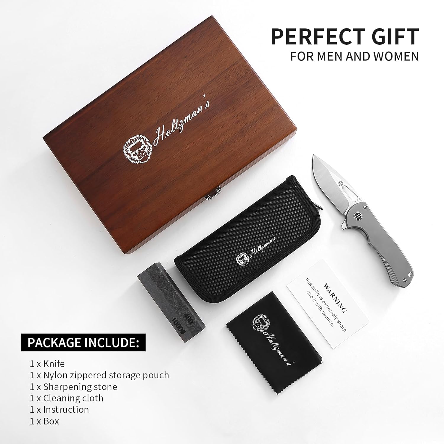 Holtzman's Gorilla Survival Silverfox M390 Steel Folding Pocket Knife with G10 Handle - Perfect for Everyday Carry and Outdoor Use