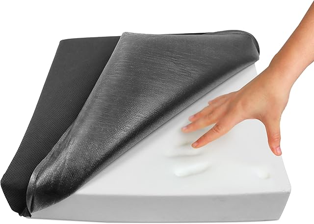 KMINA - Wheelchair Cushions for Pressure Relief (16" x 16" x 2.7"), High Density Viscoelastic Cushion for Wheelchair, Black Pressure Cushions for Bottoms, Breathable Cover 3D Fabric - Made in Europe