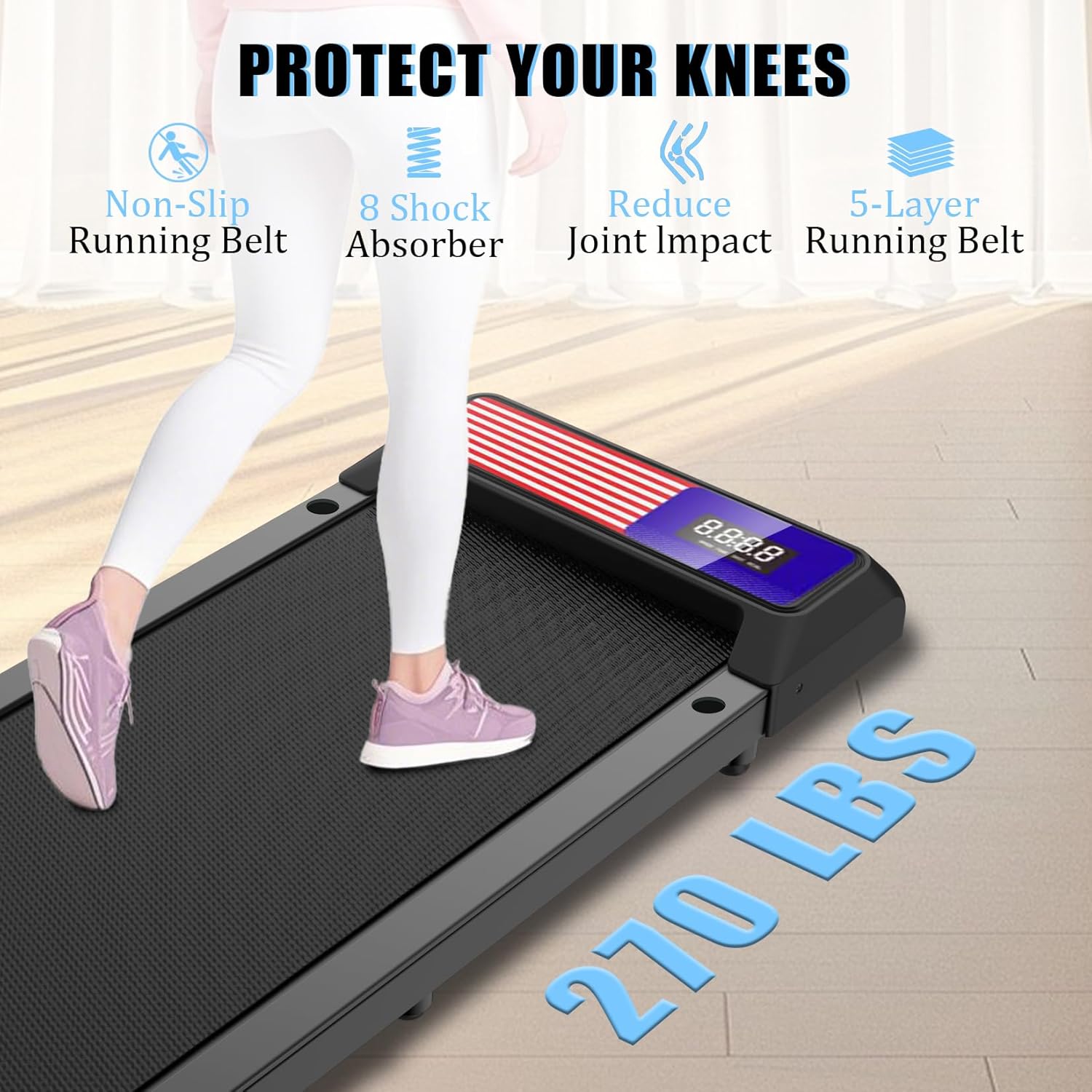 Foldable Walking Pad Treadmill,2.5HP Incline Walking pad Foldable,270 lbs Capacity,Quiet Compact Treadmill for Home Office