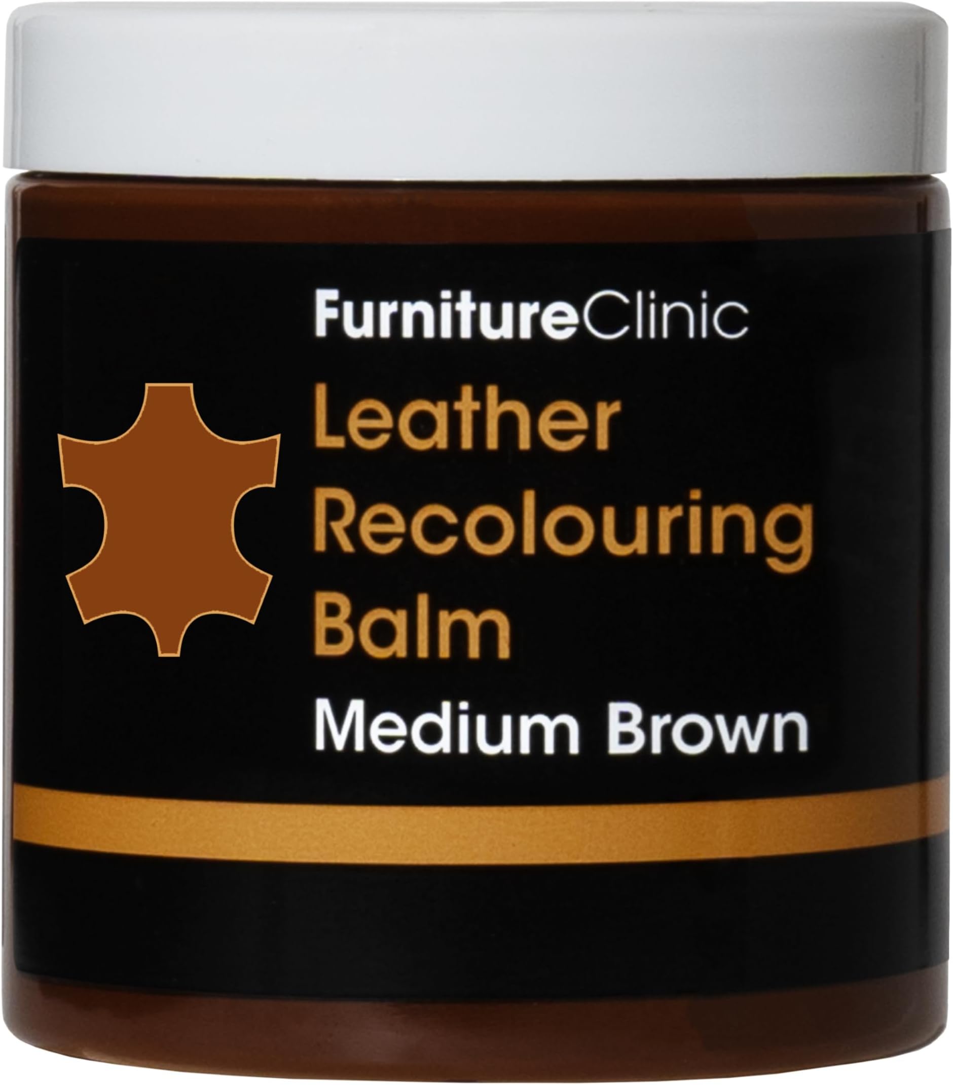 Furniture Clinic Leather Recolouring Balm - Leather Colour Restorer for Sofas, Leather Colour Repair for Faded & Scratched Leather Upholstery, Car Seats, Shoes and Clothing - 16 Colours (Medium Brown)