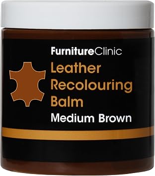 Furniture Clinic Leather Recolouring Balm - Colour Restorer for Sofas, Chairs, Car Seats, Furniture & More - Repairs Damaged, Scratched & Faded Leather   16 Repair Colours Medium Brown