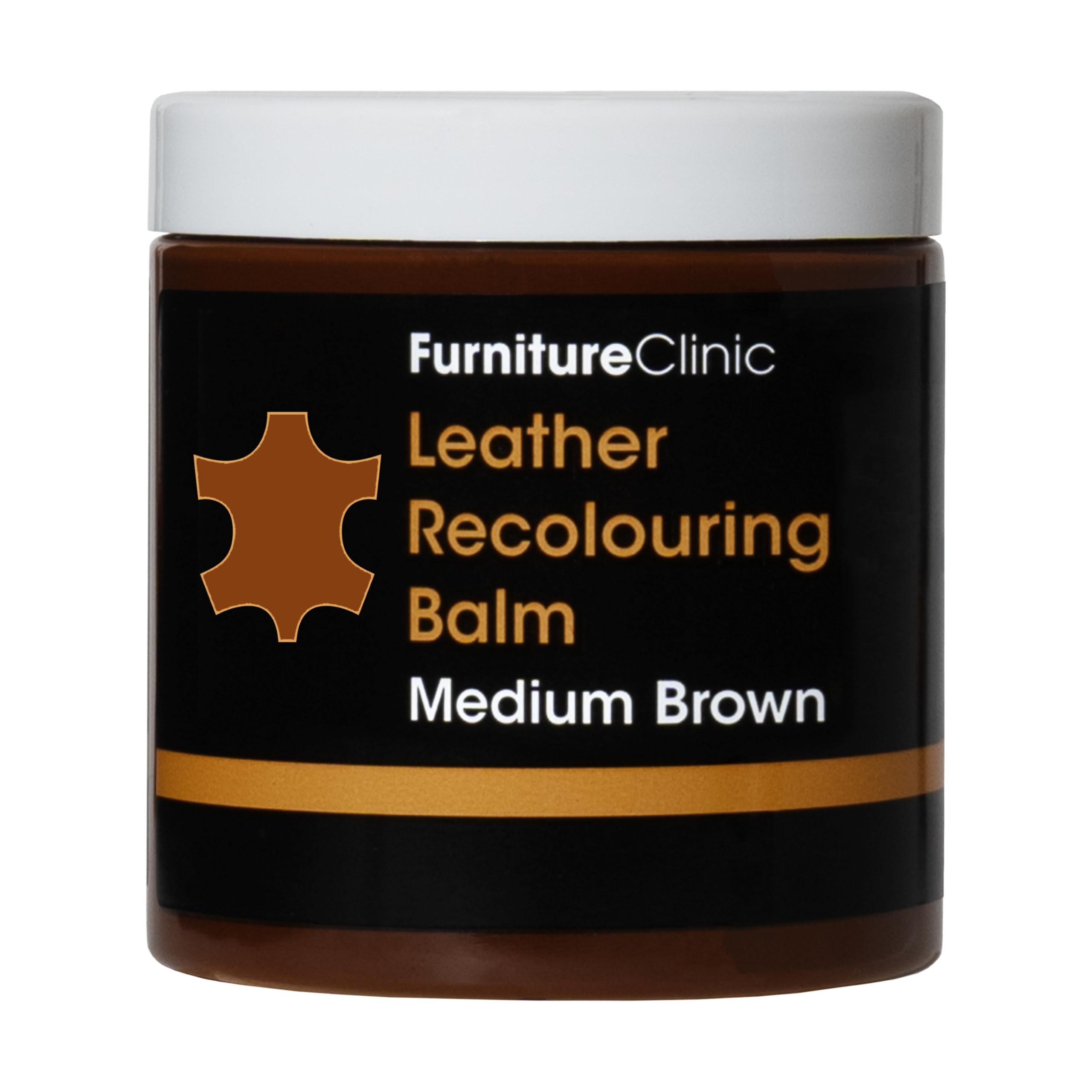 Furniture Clinic Leather Recolouring Balm - Leather Colour Restorer for Sofas, Leather Colour Repair for Faded & Scratched Leather Upholstery, Car Seats, Shoes and Clothing - 16 Colours (Medium Brown)