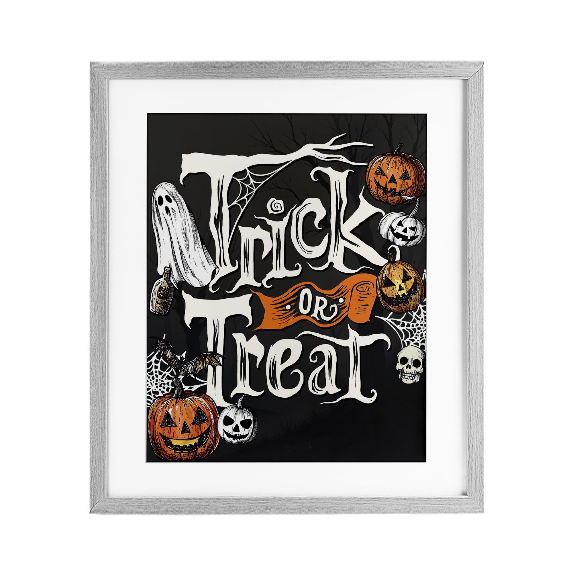 Affiche encadrée Trick Or Treat Stupell cadre noir sous verre de luxe