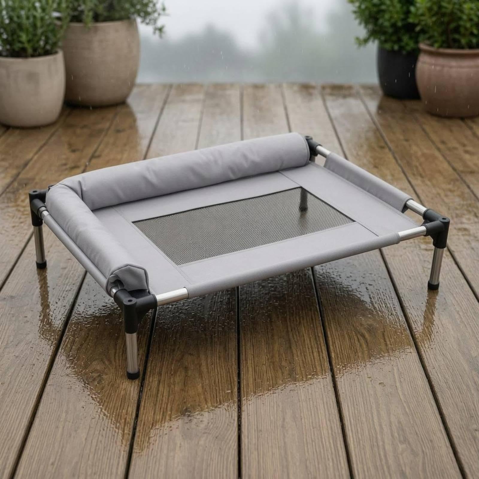 Cama Elevada para Perros con Tejido Resistente Base Antideslizante Hamaca Ventilada Y Cojín Lavable Adecuada para Gatos Y Perros en El Hogar Exteriore