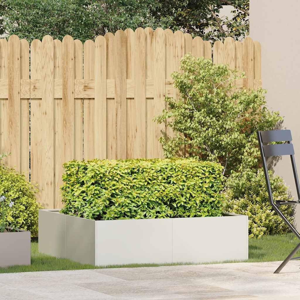 vidaXL Pflanzkübel Weiß 100x100x30 cm Stahl, Pflanzschale, Garten-Garten-Pflanzkübel, Outdoor-Pflanzgefäß, Hochbeet, Pflanzgefäß, Blumenkasten