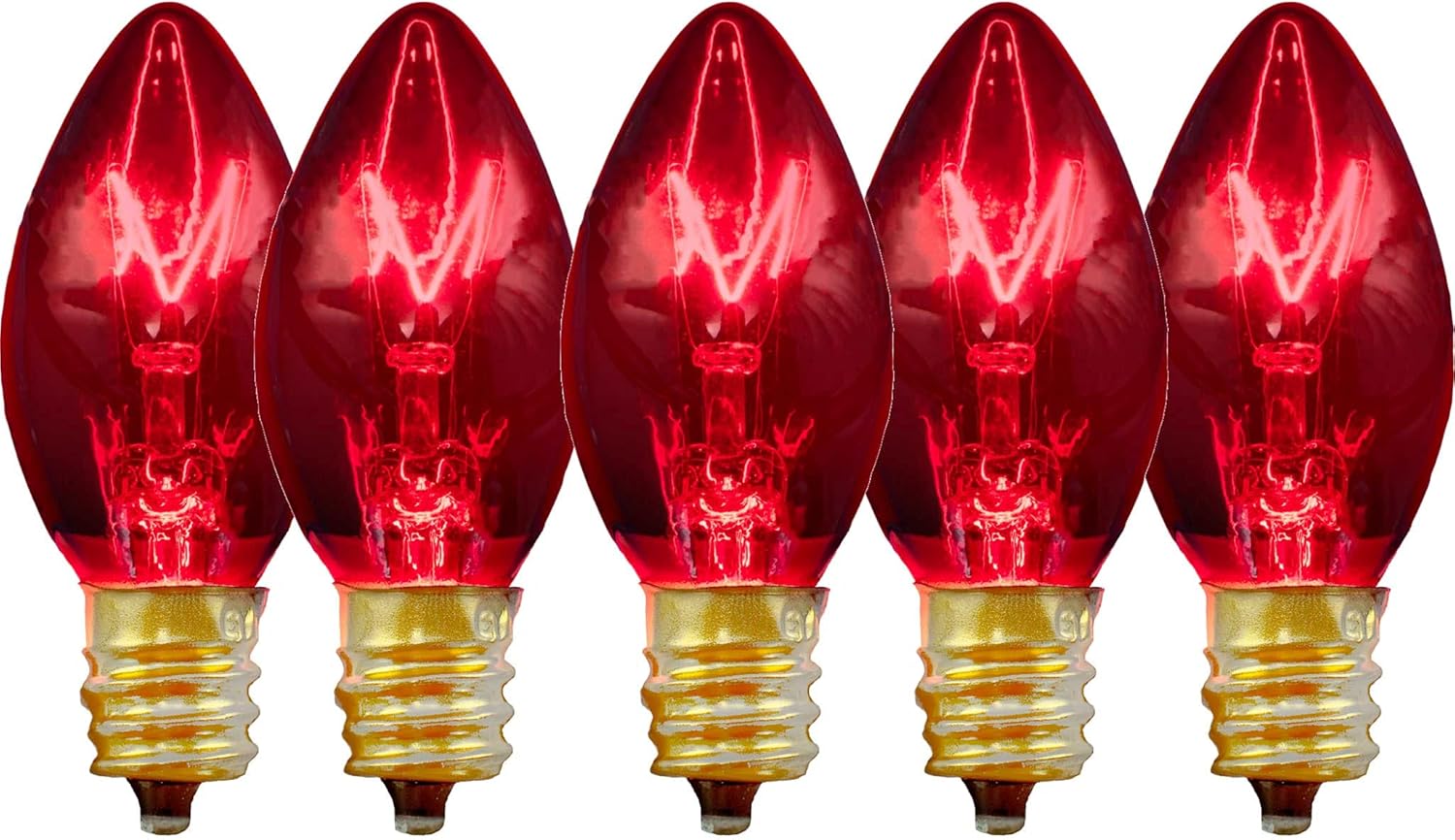 EST. LEE DISPLAY L D 1902 C7 4th of July Light Bulbs, Transparent Multi-Colored Christmas Lights, Red, White, and Blue Replacement Bulbs, C-7 E12 Steady, Box of 25 (Transparent Red White Blue)