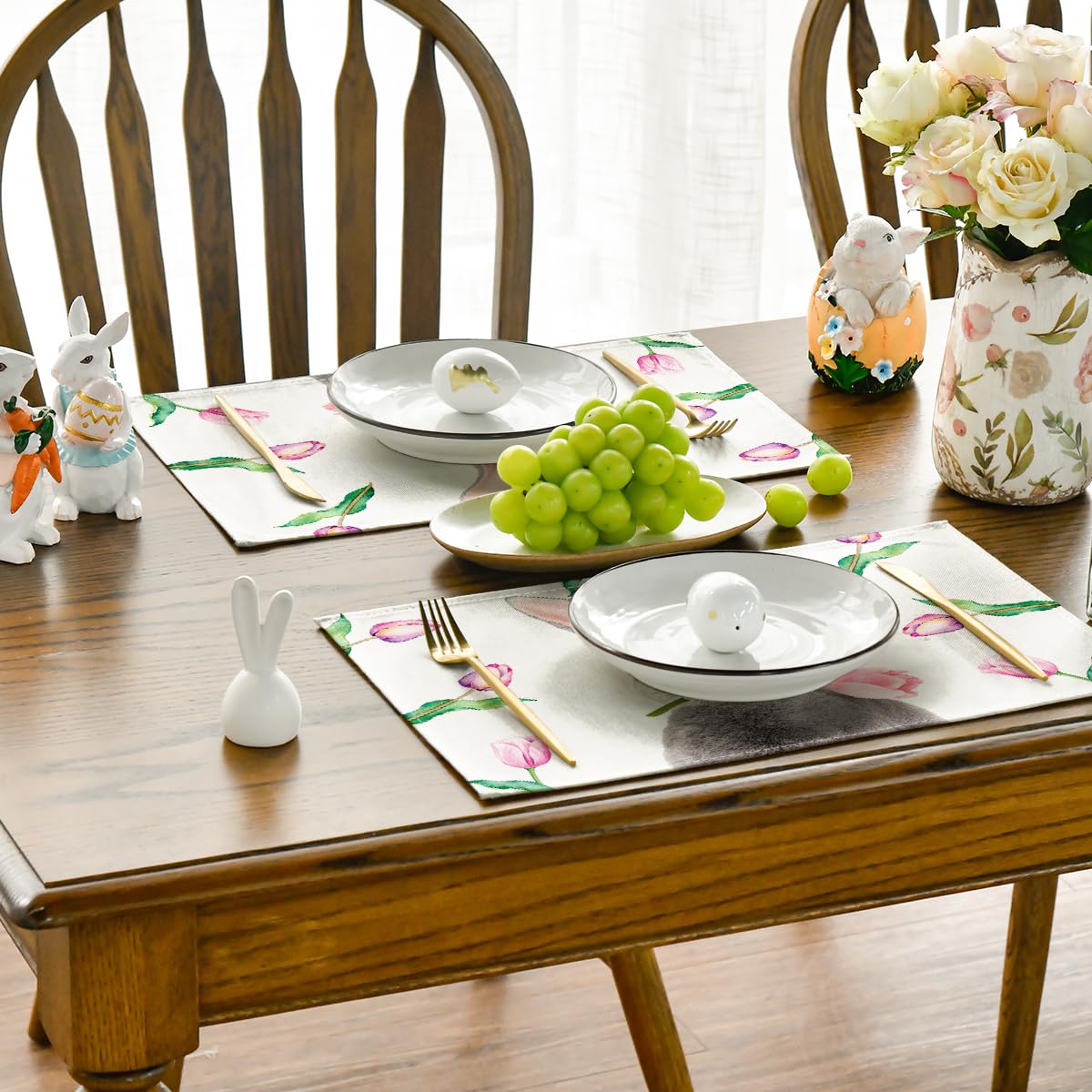 Mantel Individual Artoid Mode Juego De 4 Manteles Individuales De 30 X 45 Cm, Diseño De Calabazas, Flores, Hojas, Otoño, Lavable, Decoración Para Fiestas Hogar Y Cocina