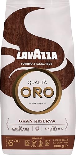 Lavazza, Qualità Oro, Café en Grano Natural, Ideal para la Máquina de Café Espresso, con Notas Aromáticas de Frutas y Flores, 100% Arábica, Intensidad 5, Tueste Medio, Paquete de 1 kg