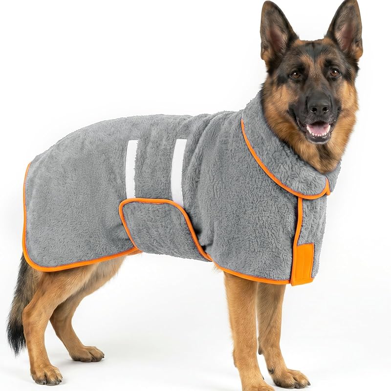 Roupão para Cães Bienbee em Fleece Macio e Absorvente, Cinza, 2XL