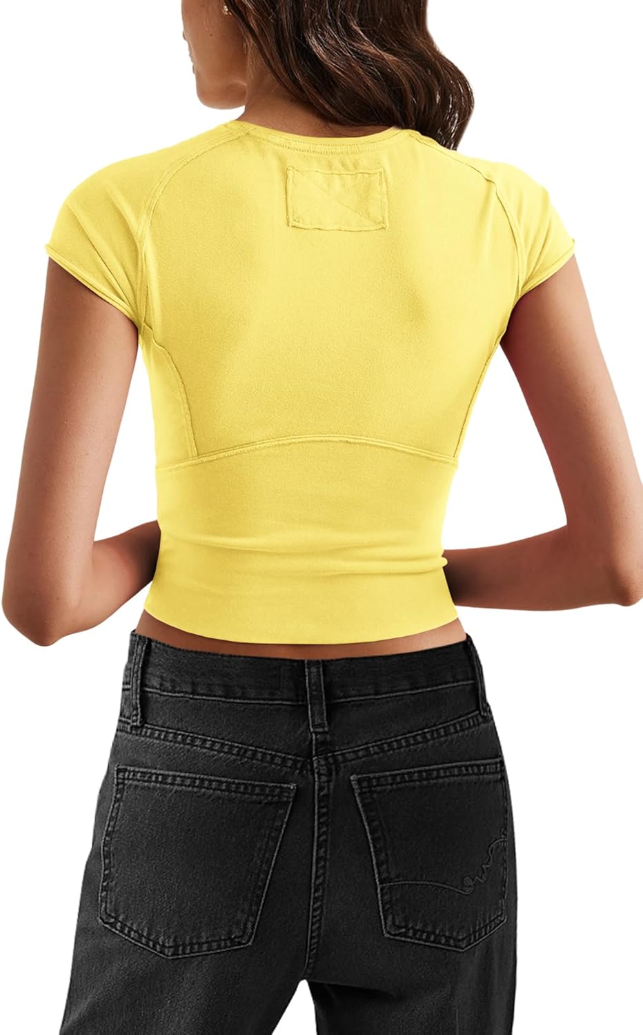 SENSERISE Womens Crop Tops Tight T Shirts Cap Sleeve Basic Tees Slim Fit Baby Tees Y2k Clothes Fall Outfits - Image 4