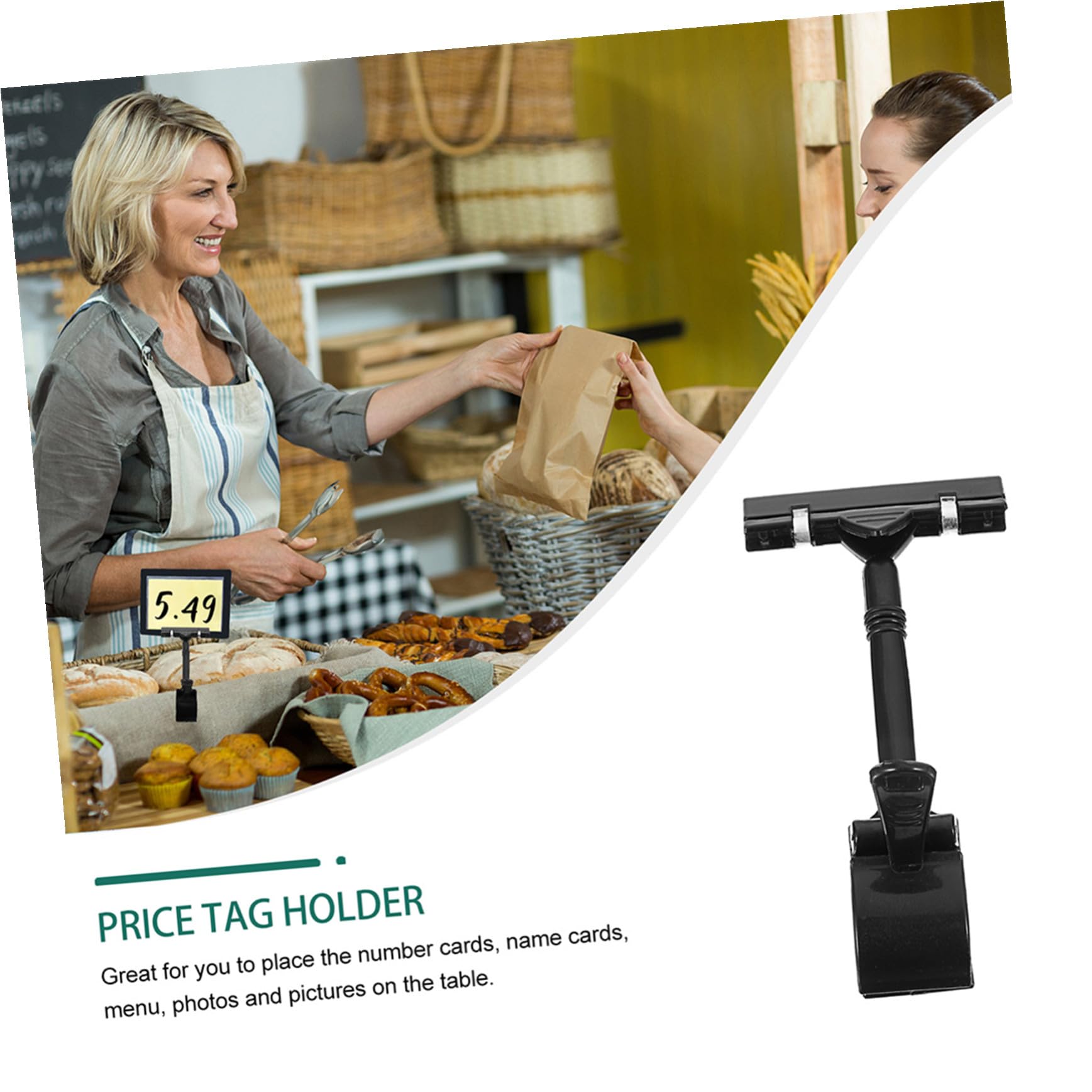 20 Pièces Support Étiquette Prix Clip Double Tête Noir Porte-étiquette Marchandises Ajustable pour Affichage Magasin Supermarché et Bureau
