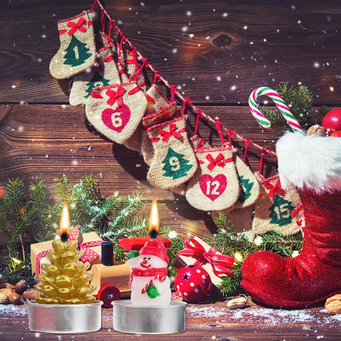 BESPORTBLE 30 Piezas Velas Navideñas Pintadas Decorativas para Navidad,