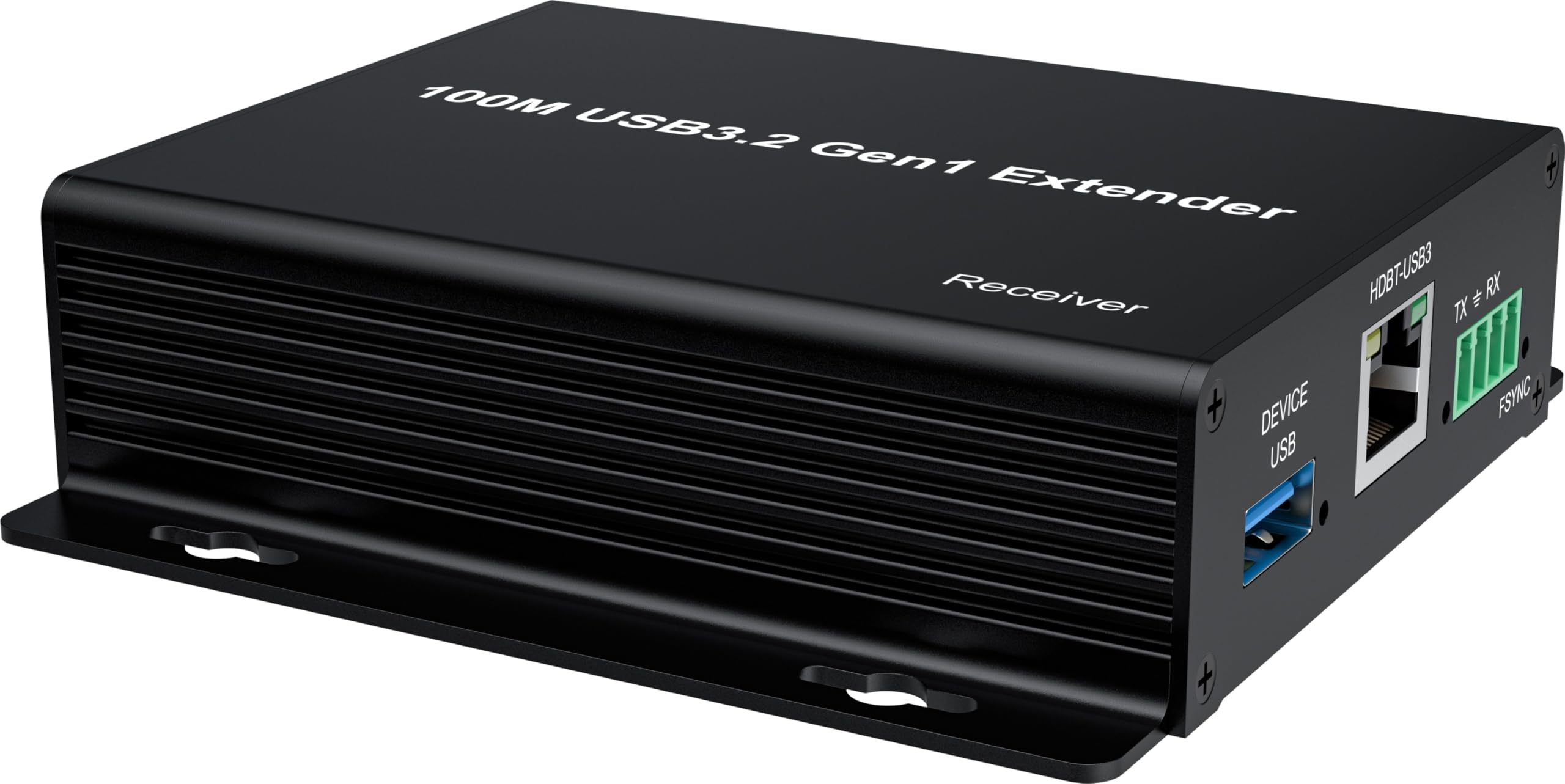PremiumCord Extender USB 3.2 a 4 Porte su Cat5E/Cat6/Cat6A fino a 100 m, 5 Gbps, RJ45, Ethernet, Custodia In Metallo, Nero