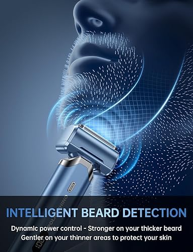 Miniatura 4 de Afeitadora de aluminio para hombres con cabezal folante de 5 cuchillas, maquinilla de afeitar eléctrica de potencia dinámica para hombres,