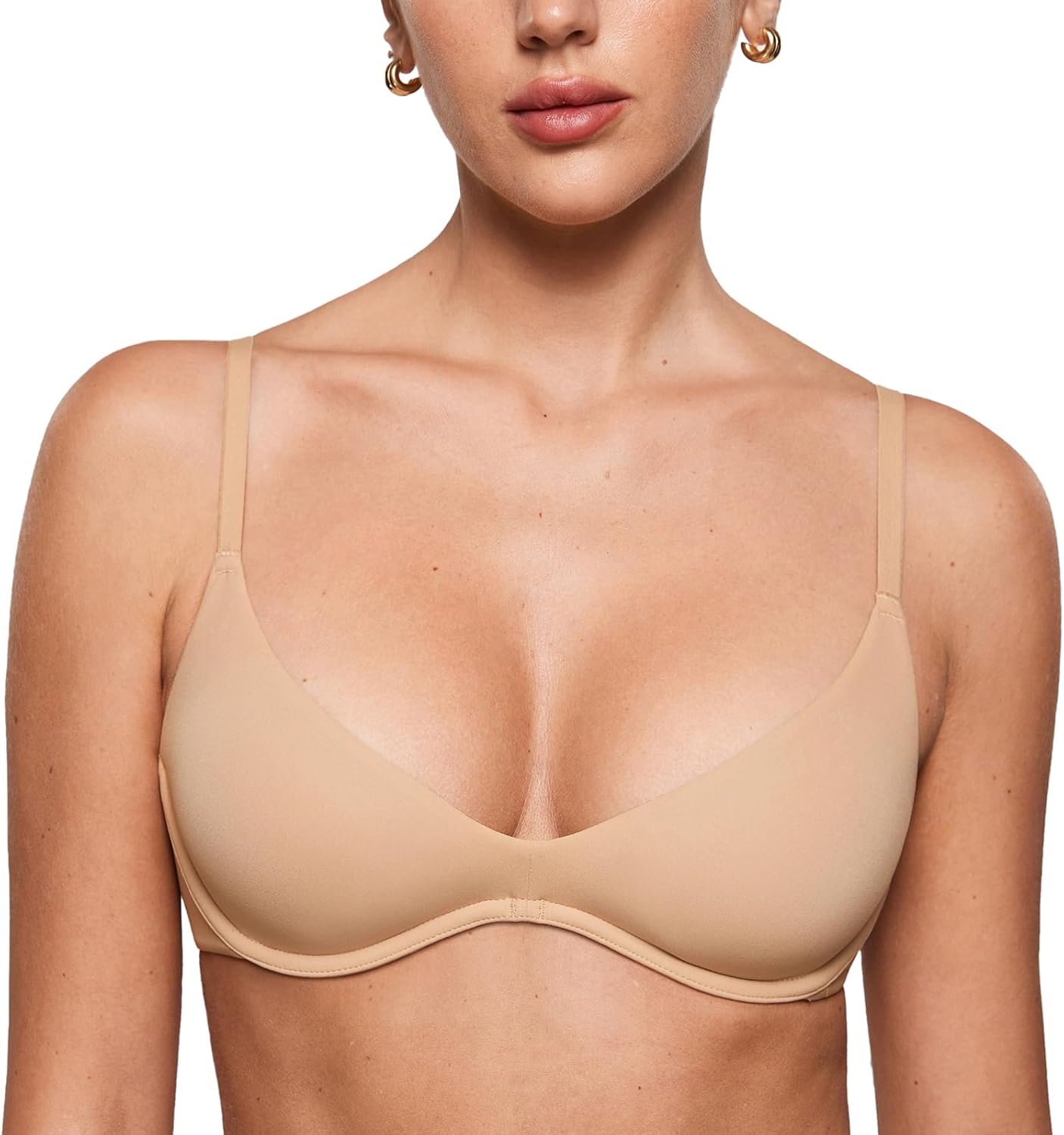 INLYRIC Women's Inbarely Plus Plunge Bra - Unlined Underwire Sexy Demi Balconette Bras