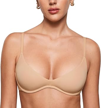 INLYRIC Womens Inbarely Plus Plunge Bra - Unlined Underwire Sexy Demi Balconette Bras