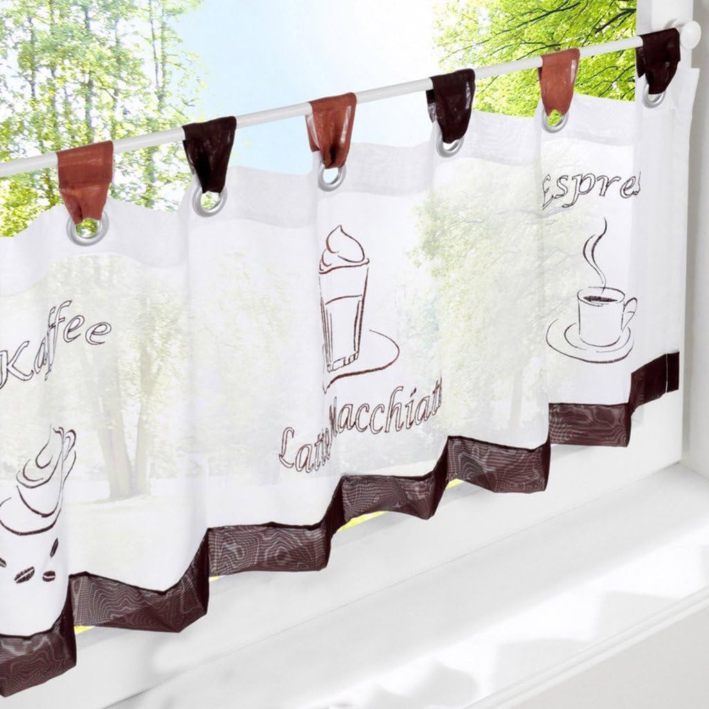 Yujiao Mao 1pcs Tab Top Semi Sheer Cafe Curtain Short Kitchen Curtains